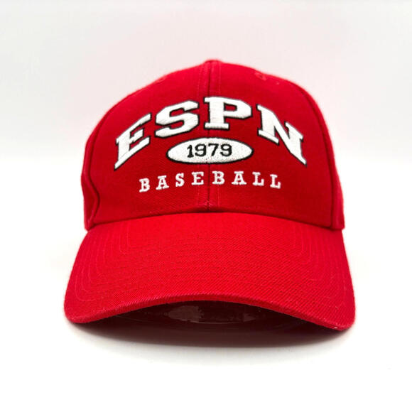 Vintage 90s ESPN 1979 Red Embroidered Baseball Tonight Fitted Cap Large - Picture 1 of 5